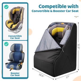 YOREPEK Car Seat Travel Bag for Airplane, Heavy Duty Car Seat Bags for Air Travel, Large Car Seat Carrier for Airport with Padded Shoulder Strap, Sturdy Travel Carseat Cover for Airplane, Black