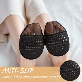 JEYORZY 2 Pairs of Metatarsal Pads, Bunion Pads, Forefoot, Reusable Forefoot Pads, Women's Non-Slip Forefoot Socks, Non-Slip Ball of the Foot Cushion, High Heels Insoles Pads - Black