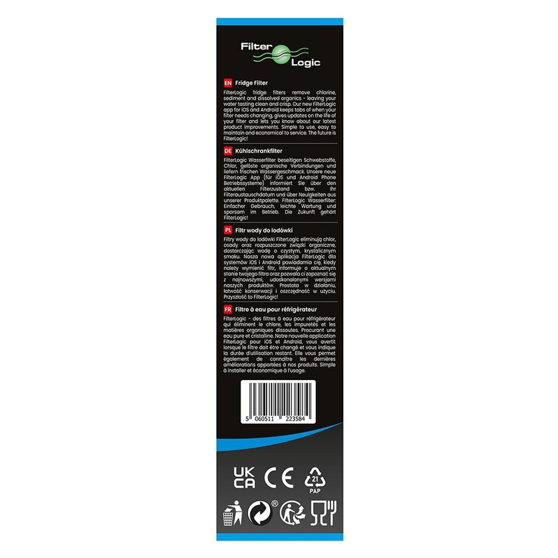 FilterLogic FFL-154L Fridge Water Filter Compatible with LG LT800P,ADQ73613401