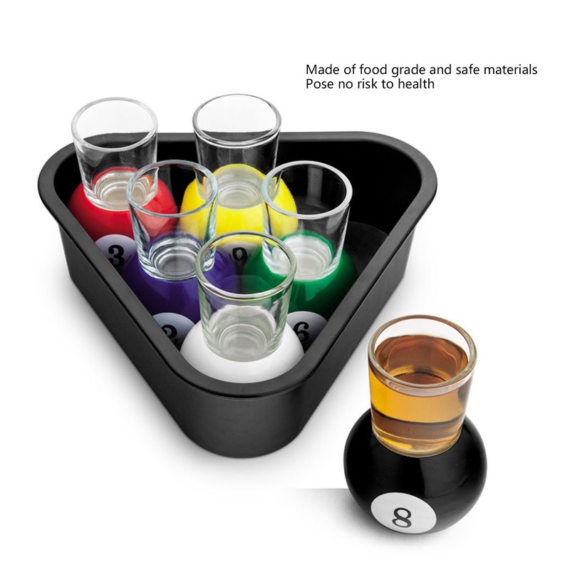 6pcs Billiards Pool Balls Shot Glasses Set Multicolor Pool Balls