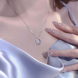 Inilbran Boho Crystal Moon Choker Necklace Rhinestone Crescent Necklace Choker Vintage Crystal Celestial Moon Necklace Glitter Paved Cz Moon Collar Necklace for Women