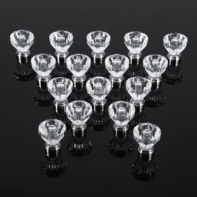 16PCS 25mm Diamond Shape Acrylic Knobs Furniture Drawer Cabinet Cupboard