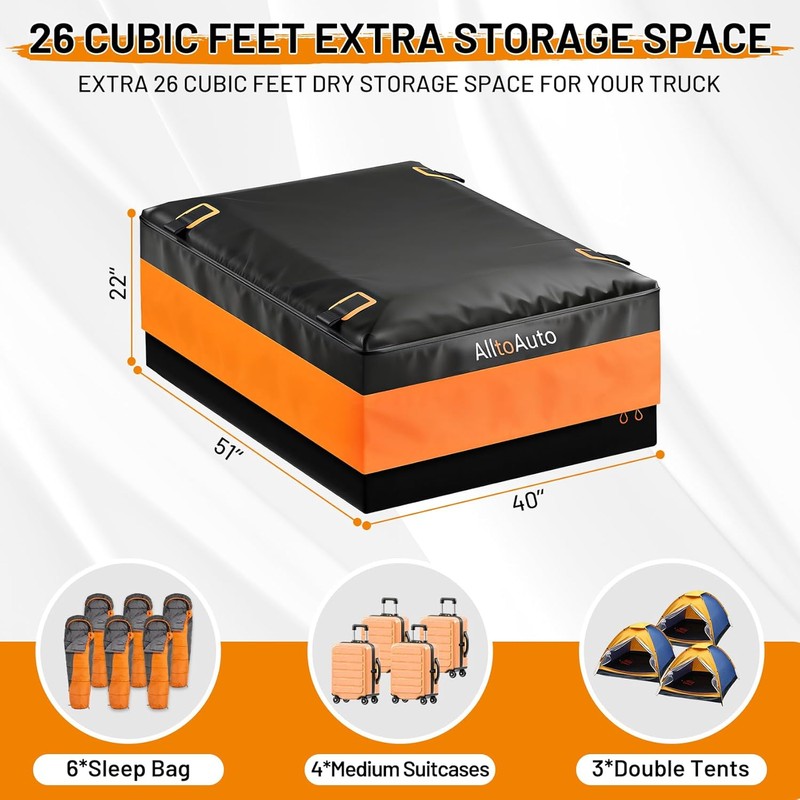 26 Cubic Feet Truck Bed Cargo Bag, Waterproof with Heavy