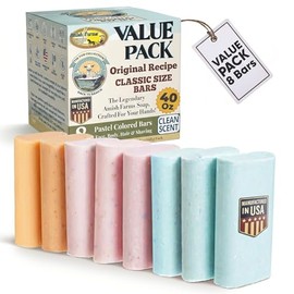 Amish Farms Soap Value Pack– 8 Easy-to-Grip Hydrating Bars (5 oz Each, 2.5 lb) | Cold-Process, USA Made for Sensitive Skin, Face, Hair & Body | Gentle Clean Scent Original Recipe – Tin Tub Collection