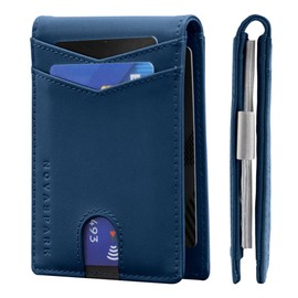 NOVASPARK Genuine Leather RFID Wallet for Men | Bifold Slim & Minimalist Men Wallet Includes 11 Card Slots, ID Window & Money Clip | Travel Wallet, Cash Holder & Credit Card Holder for Men