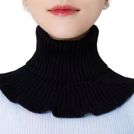 Miracroute Women's High Neck Thermal Neck Warmer, Turtleneck Style, Cute, Warm, Knit Sweater, Autumn, Winter, Korea, Fashion, Collar, Black
