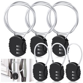 6 Pieces Cable Locks 3 Digit Combination Locks Waterproof Cable Luggage Travel Padlock for Gym Bike Backpack Cabinet 30 Inch, 5.31 Inch Wire Rope(Black)