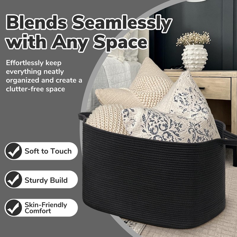 Goodpick Extra Large Storage Basket, 23.6" x 15.7" x 13.8"
