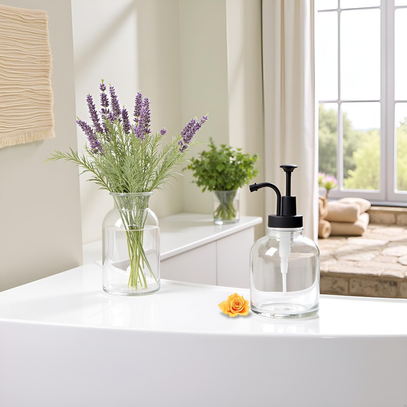 Glass Pump Soap Dispenser Kitchen Hand Soap Dispenser Sour Cream