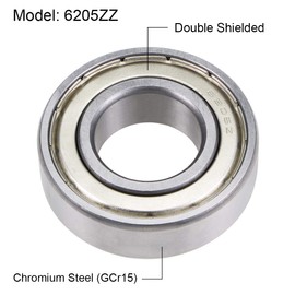 sourcing map 6205ZZ Ball Bearing Deep Groove Ball Bearing 25 mm x 52 mm x 15 mm Double Shielded Bearing Skateboard Bearings Chrome Steel Z2 Skateboard Ball Bearing Roller Bearing Set