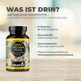 Daily Vegan Plus – High-Dose Multivitamin with Iron, Zinc, B9, & More – 120 Capsules (4-Month Supply) – Made in Germany