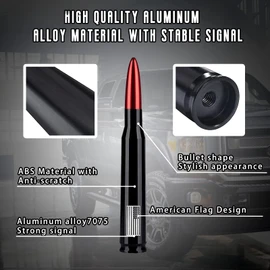 Truck Bullet Antenna with Valve Stem Caps, Mast for GM Ford F150 F250 F350 Chevy Silverado 1500 2500 3500 HD Avalanche Denali Heavy Duty Pickup Trucks Accessories (Red)