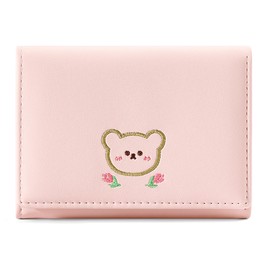 MOMOJULI Cute Tri-Folded Wallet Flowers PU Leather Aesthetic Wallet Fashion Purse with Cash Pocket Card Slot Holder ID Window for Teenage Ladies Women