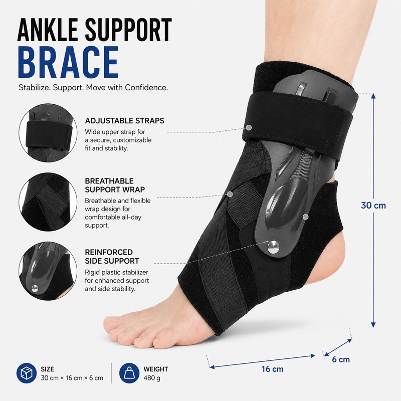 Breathable Adjustable Ankle Support Brace for Adults – Reinforced Compression