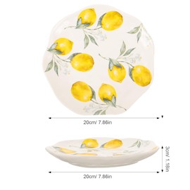 Uonlytech Platos para Servir Comida Platos De Limon Platos De Ensalada Tazones De Cena Bandeja con Patrón De Frutas Bandeja para Platos Frios Plato De Pasta Poner El Plato Postre Cerámica