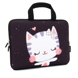 12 Inch Laptop Sleeve Carrying Bag Protective Case Neoprene Sleeve Tote Tablet Cover Notebook Briefcase Bag with Handle for Women Men(Cat,12")