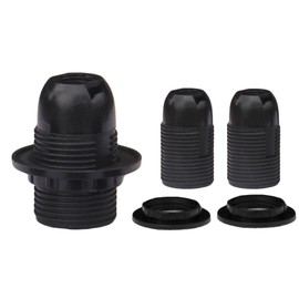 TWDRTDD® Candelabra e12 base Bakelite threaded keyless light lamp socket with Metal Shade Ring (3, Black)