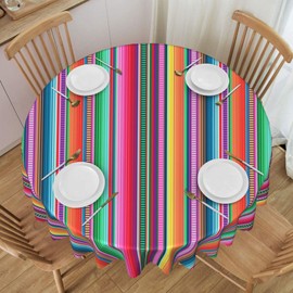 juniissl Mexican Tablecloth Serape Table Cover Washable Tabletop for Kitchen Dinning Decoration Round 60inch