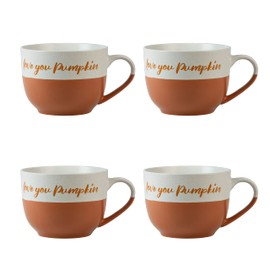 10 Strawberry Street Love You Pumpkin Mug, Set of 4