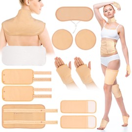 12 Pcs Castor Oil Pack Wrap, Castor Oil Packs Organic Cotton Flannel, Castor Oil Wrap Kit for Stomach, Belly & Entire Body, Caster Oil Packs Reusable, Hot/Cold Compress Pads