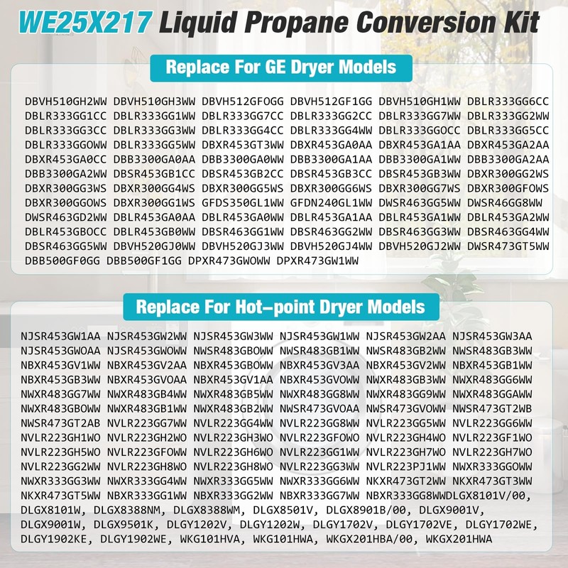 WE25X217 Dryer LP Conversion Kit for WE25M0032, WE25X0190, WE25X0214, WE25X0216