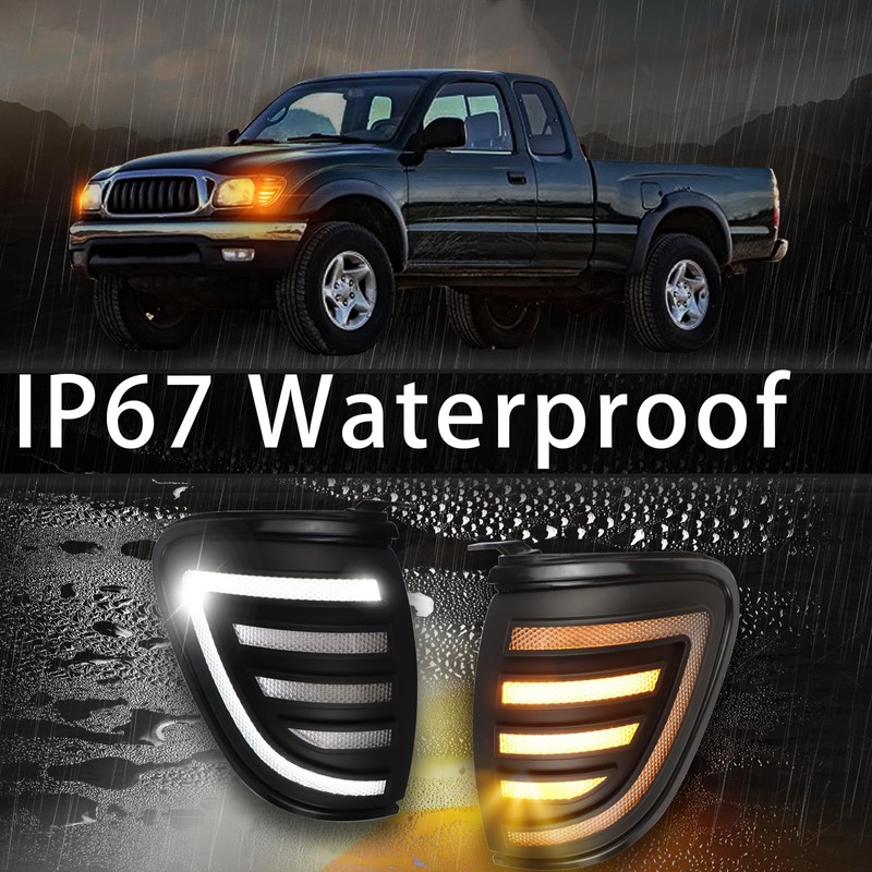 BINQIGOO LED Front Headlight Side Marker Lights for Toyota Tacoma