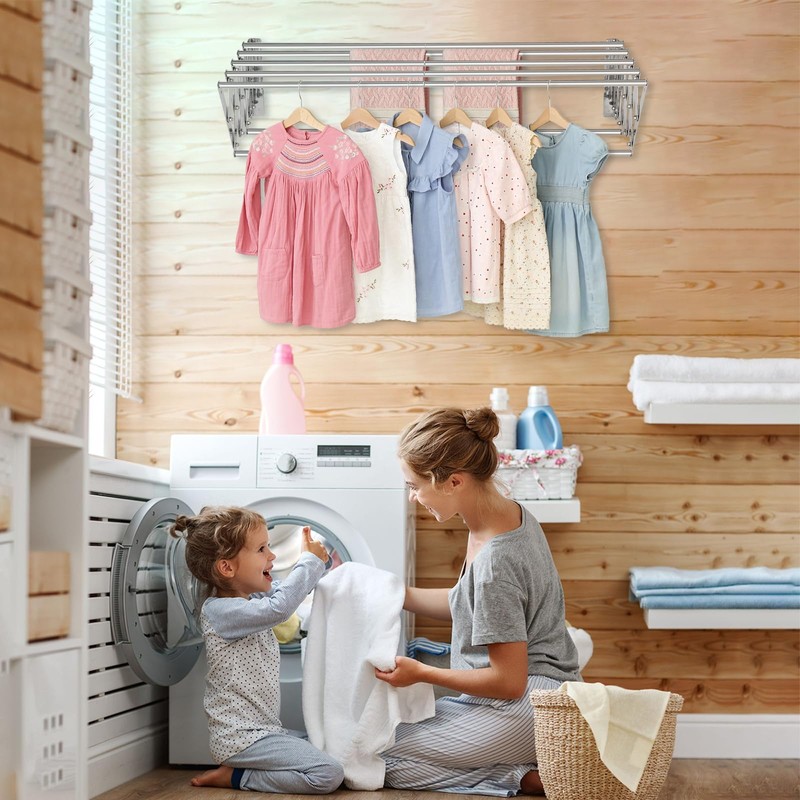 XL-31.5" Wall Mounted Clothes Drying Rack, 130 LBS Large Capacity