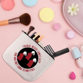 WSNANG Handmaid Inspired Gift Makeup Bag Women's Rights Cosmetic Bag Feminist Gift Change Never Comes Easy (win itself bag)