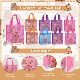 Phlognfy Capybara Children's Birthday Gifts, Capybara School Supplies Set, with Notepad, Spiral Sticker, Gel Pen, Non-Woven Fabric Gift Bag, for Children's Theme Party Gifts, 74 Pieces