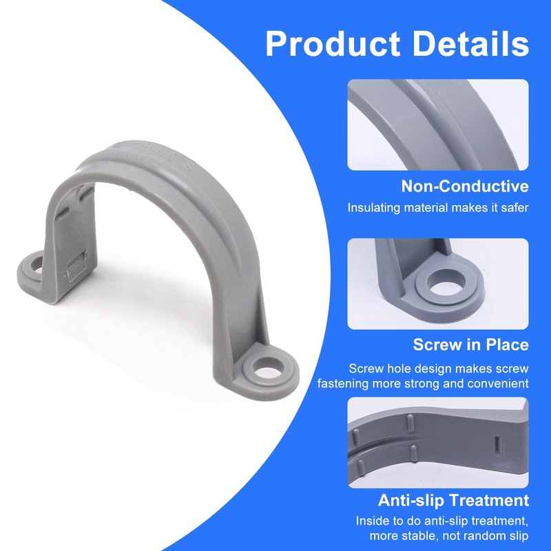BENLIUDH 1-1/2 Inch PVC Pipe Strap, 2-Holes Conduit Pipe Clamps