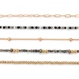 DEMDACO 1004440288 Sharing Kindness Womens Sand and Gold Tone Stone and Metal Layering Bracelet Set of 5