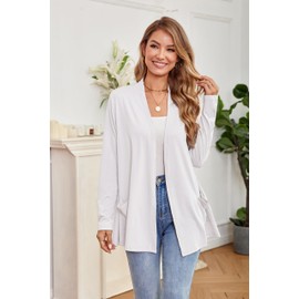 Yekaty White Cardigan for Womens Sweaters Long Cardigans for Women Lightweight Trendy Open Front Business Casual, 2XL