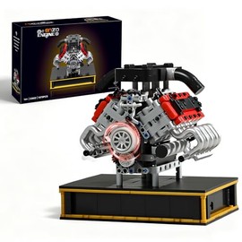 V8 Engine Building Set, Build Your Own Mini V8 Model Engine Kit that Run with Battery and Motor, 8-Cylinder Car Model Engine Building Toys for Adults Kids Age 14+ (1079PCS)