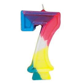 Unique Rainbow Number 7 Party Candle, 3", Multicolor