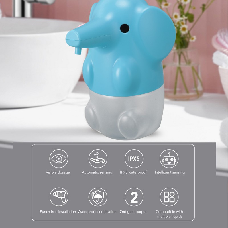 Cute Pet Elephant Touchless Soap Dispenser USB Rechargeable Automatic Foaming
