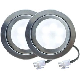 2-Pack DC 12V Recessed Range Hood Light 1.5W LED with FL 2P Semicircular Hole Connector for 60mm/2.50 inch Cooker Stove Under Cabinet Puck Lighting Equivalent to 15W Old Halogen Bulb (White 6000K)