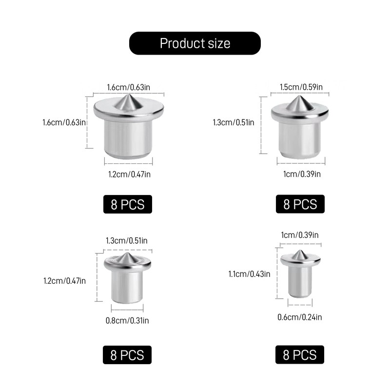 32 Pcs Dowel Centre Point Set, 6/8/10/12mm Dowel Pin Center