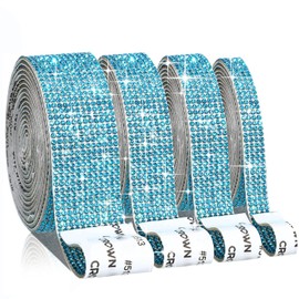 EANLOLY 4 Rollen Selbstklebende Kristall Strass, Strasssteine Band Selbstklebend DIY Diamant Bling Band für Kunsthandwerk Event Party (Kristall AB)