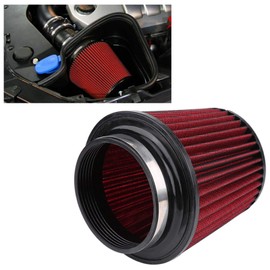 4 Inch Cone Filter, Akozon Car Air Filte, 100mm/3.9in Universal Clamp-On Air Filter Neck Performance Cone Air Filter Mesh Cone Air Intake Filter Red