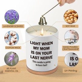 Step Dad Gifts for Fathers Day, 10oz Funny Bonus Dad Stepdad Gifts from Daughter Son, Birthday Gift for Daddy Father Presents, Best Dads Ever, Sandalwood Scented Soy Candle, Light This When My Mom