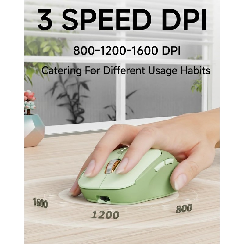 EWEADN Q5 Wireless Mouse, Bluetooth & 2.4G Quiet Computer Mouses