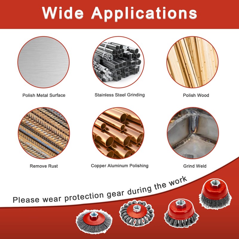 AUPREX 4 1/2" Angle Grinder Wire Wheel Set - 4