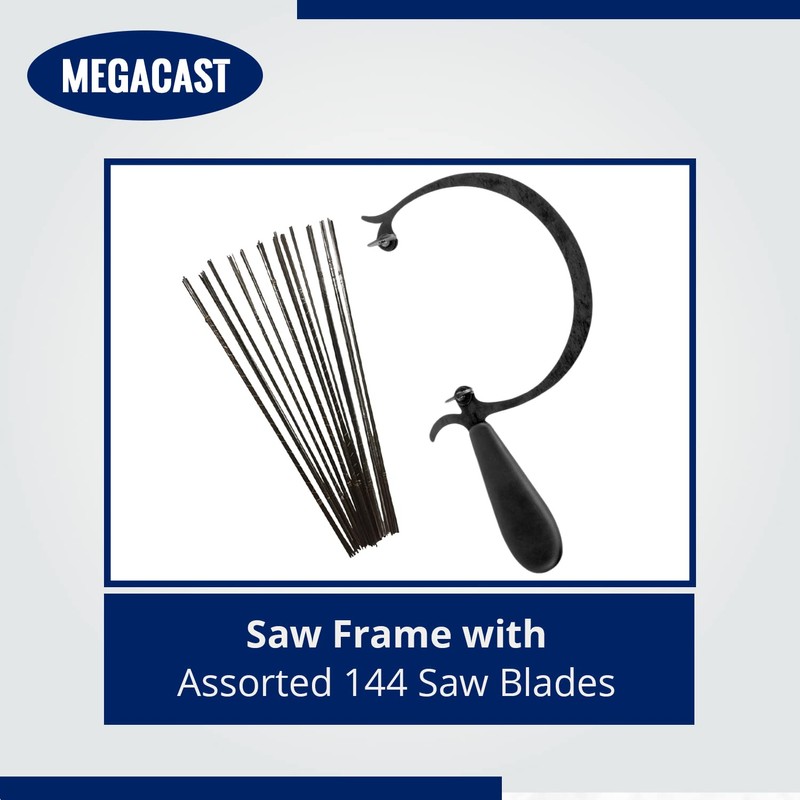 Megacast CURVED JEWELERS SAW FRAME with 144 ASSORTED JEWELERS SAW