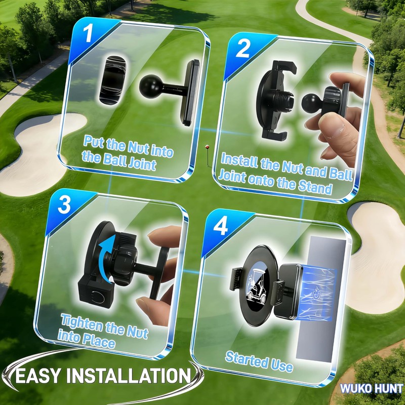 WUKO HUNT Magnetic Golf Cart Phone Holder 2-in-1