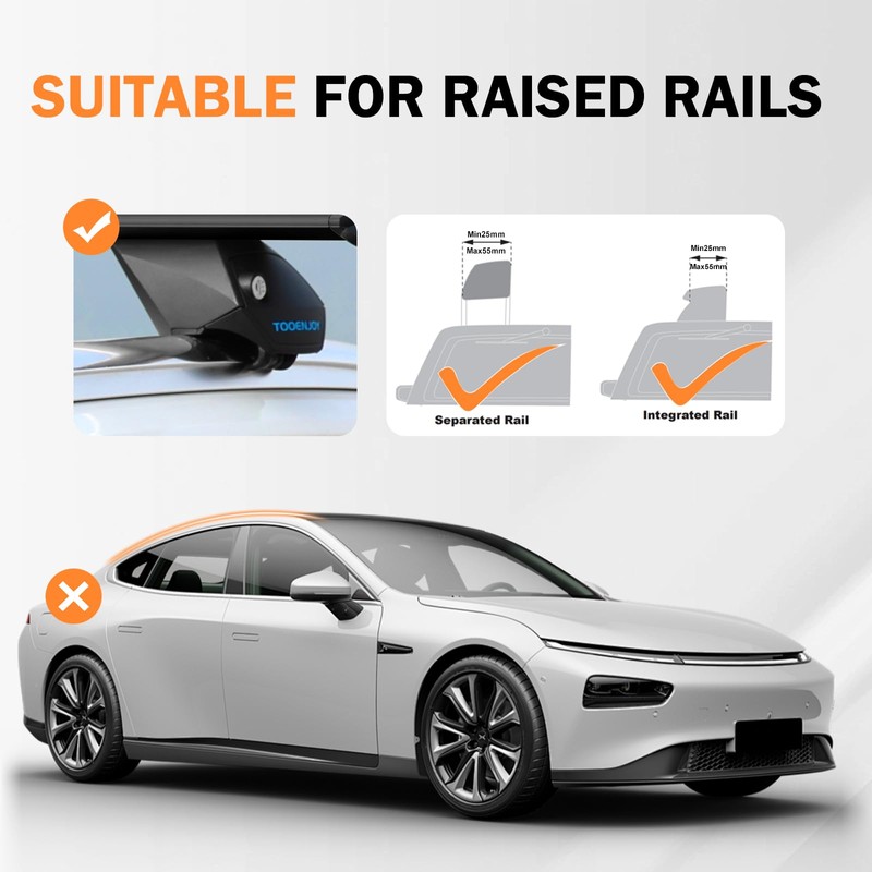 COWVIE 47 Inch Aluminum Roof Rack Cross Bars for Raised