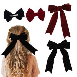 2 Pieces Of Bow Ribbon Hairpins And 2 Pieces Of Bow Hairpins, Velvet Hair Accessories, Retro Hair Accessories, Hair Decorations