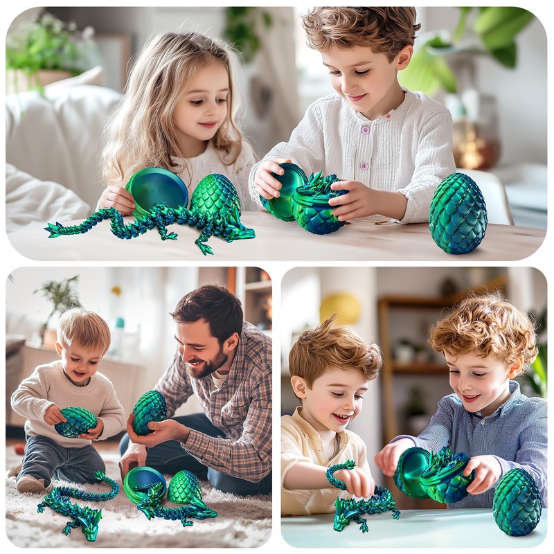 3d Printed Dragon Eggs with Dragon inside, Mystery Articulated Crystal