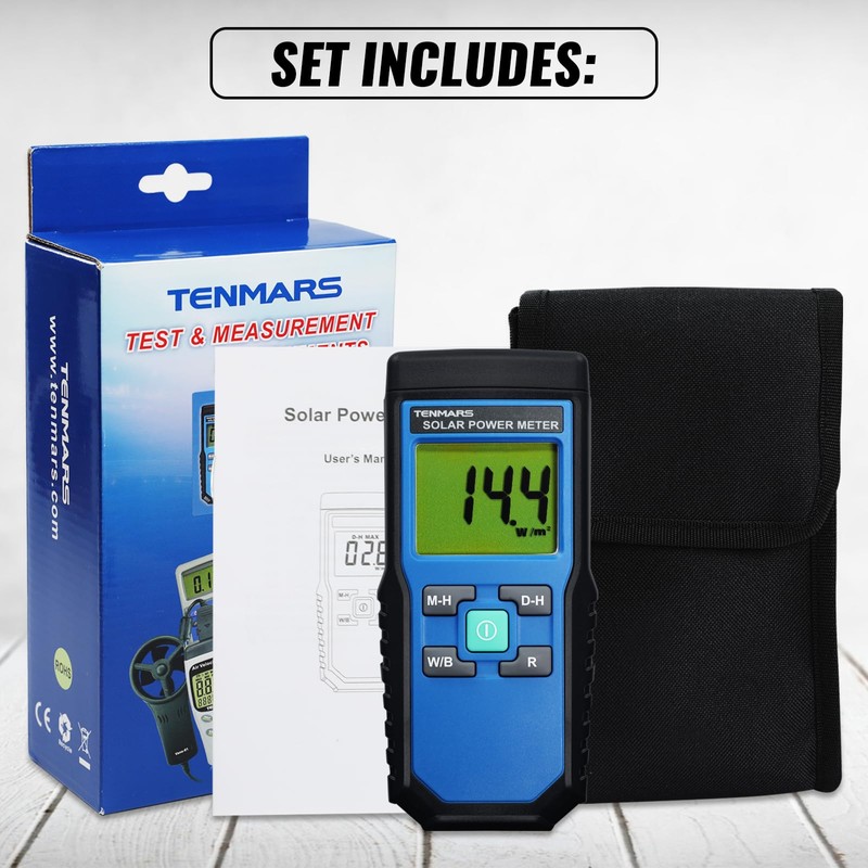 Solar Power Meter, Digital Solar Irradiance Meter Solar Energy Meter,