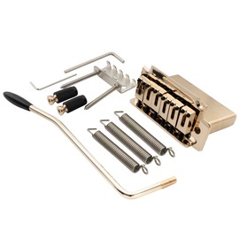 Musiclily Pro 52.5mm Modern 2-Point Tremolo Bridge 40mm Solid Brass Block for Squier Strat Style Electric Guitar, Gold