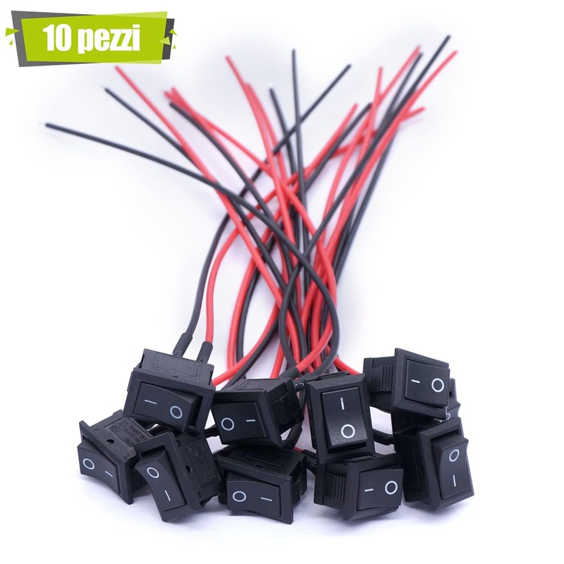 10Pcs Rocker Switch ON/Off 2Pin Latching Square SPST Toggle Switch